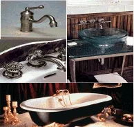 Faucet, vessel sink and tub fixtures
