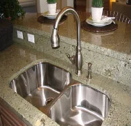 Stainless steel double-bowl kitchen sink installation